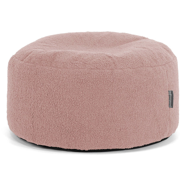 Stor Rund Fotskammel - Bouclé Rosa 01