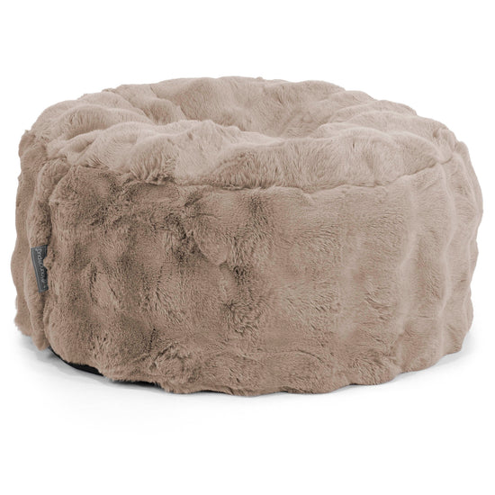 Stor Rund Fotskammel - Falsk Pels Boble Mink 01
