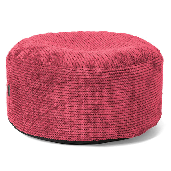 Stor Rund Fotskammel - Pom-pom Pastellrød 01