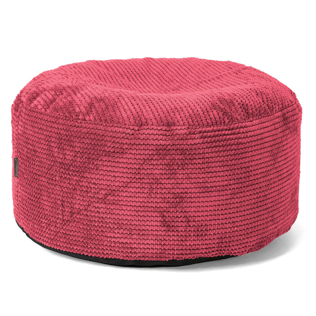 Stor Rund Fotskammel - Pom-pom Pastellrød 01
