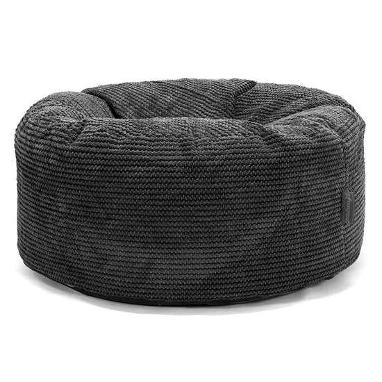 Stor Rund Puff - Pom-pom Svart 01