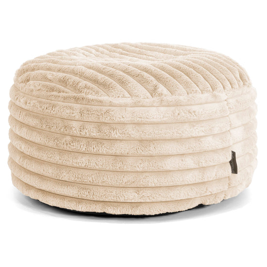 Stor Rund Puff - Ultrabehagelig Kord Krem 01