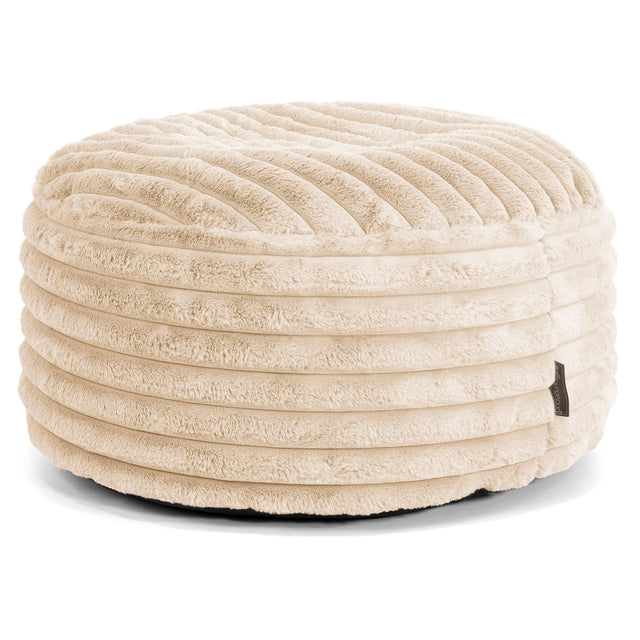 Stor Rund Puff - Ultrabehagelig Kord Krem 01