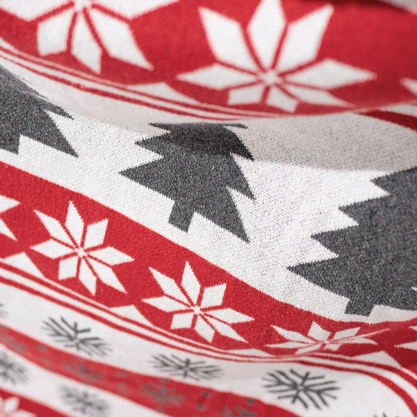 Sofa Pledd / Teppe - Strikket Jul Fairisle Rød Fabric Close-up Image