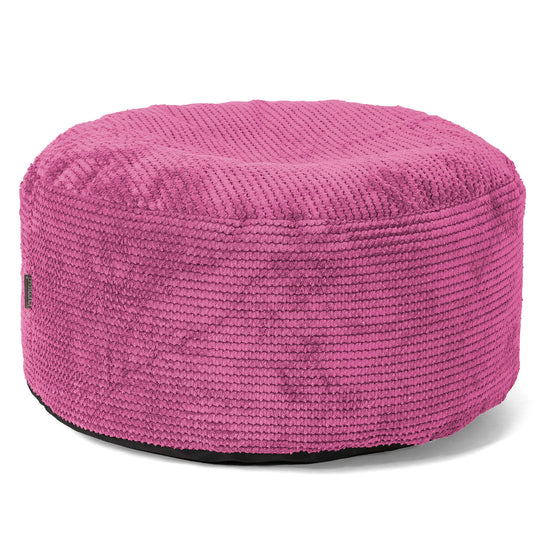 Stor Rund Fotskammel - Pom-pom Rosa 01