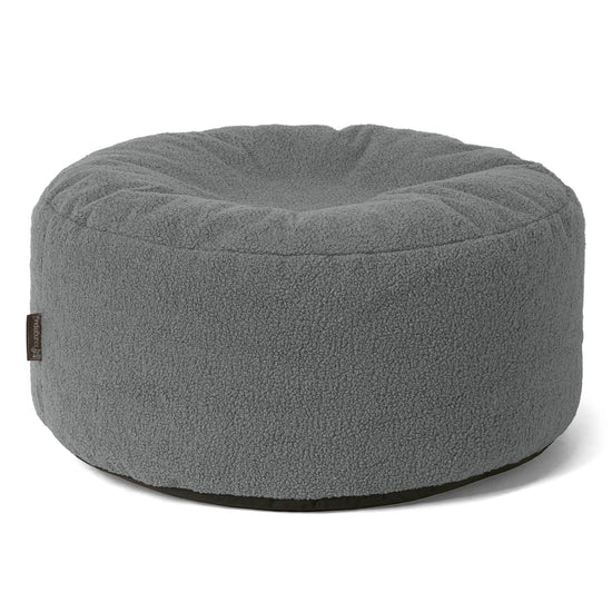 Stor Rund Puff - Bouclé Grå 01