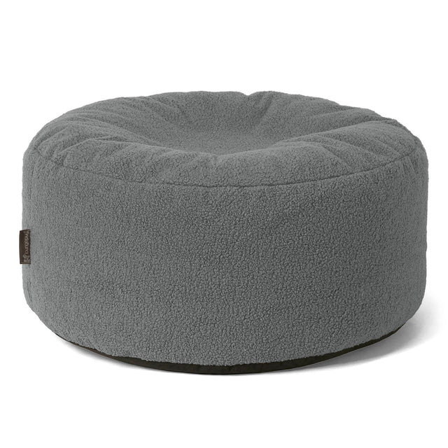 Stor Rund Puff - Bouclé Grå 01