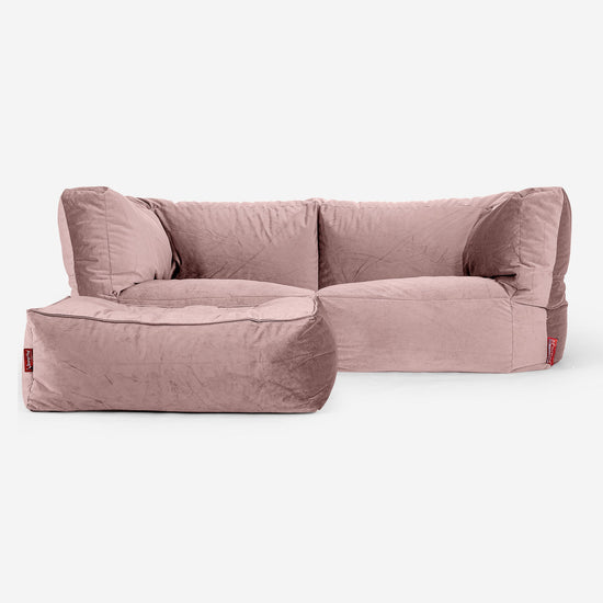 Albert 2-seter Saccosekk Sofa - Fløyel Rosa 02