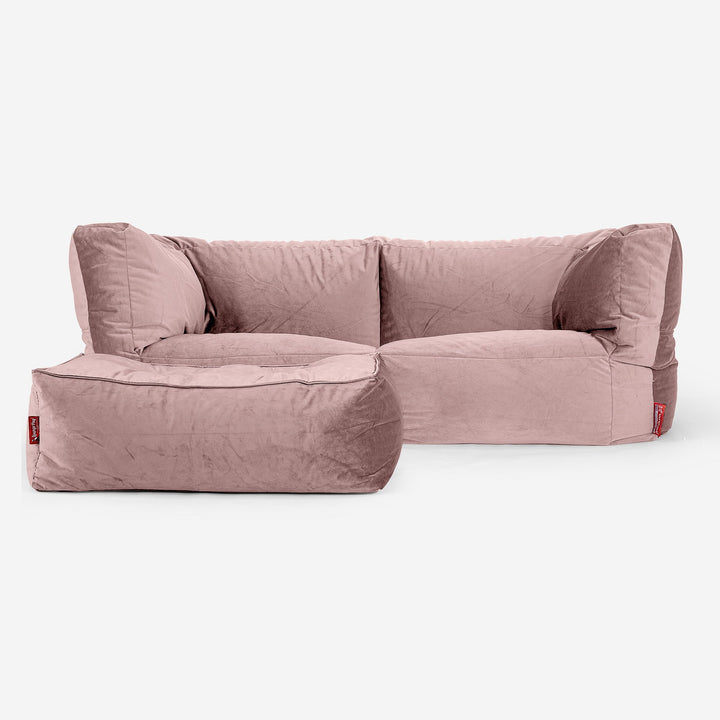 Albert 2-seter Saccosekk Sofa - Fløyel Rosa 02