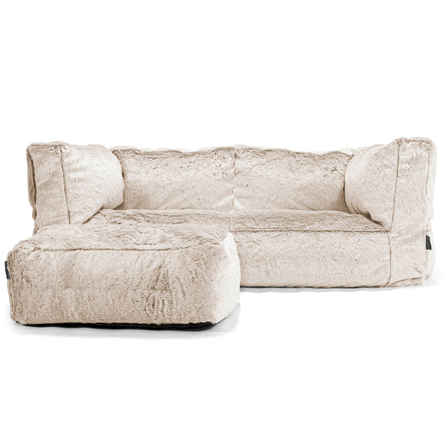 Albert 2-seter Saccosekk Sofa - Kanin-fuskepels Gyllenbrun 02