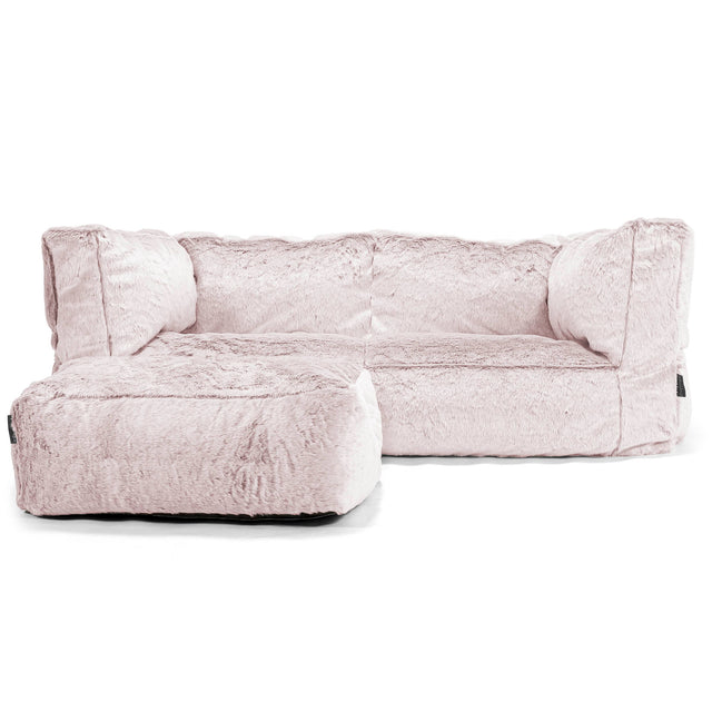 Albert 2-seter Saccosekk Sofa - Kanin-fuskepels Støvete Rosa 02