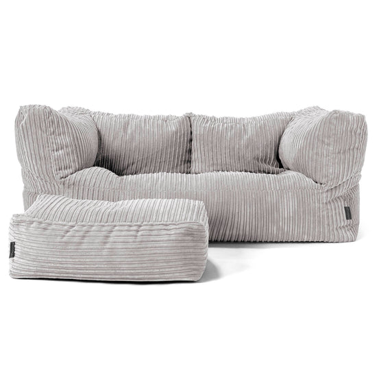Albert 2-seter Saccosekk Sofa - Kordfløyel Sølvgrå 02