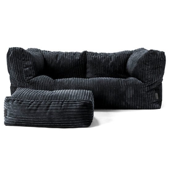Albert 2-seter Saccosekk Sofa - Kordfløyel Svart 02