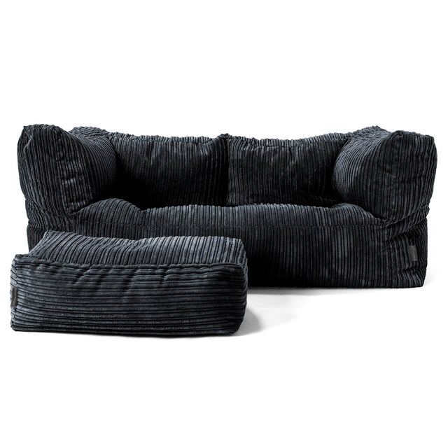 Albert 2-seter Saccosekk Sofa - Kordfløyel Svart 02