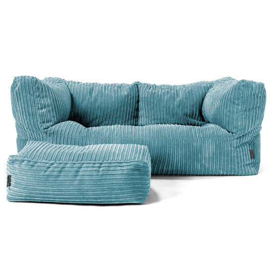 Albert 2-seter Saccosekk Sofa - Kordfløyel Turkis 02