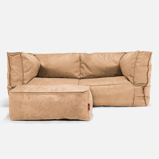 Albert 2-seter Saccosekk Sofa - Vintage Skinn Honning Brun 02