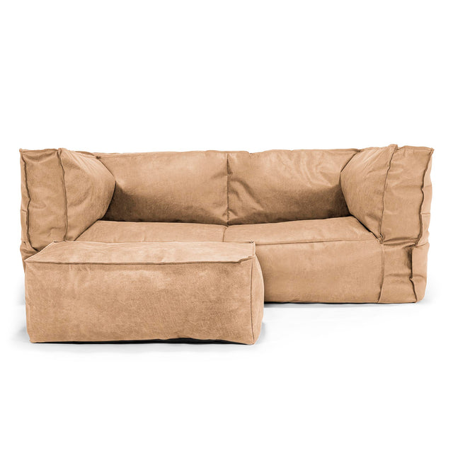 Albert 2-seter Saccosekk Sofa - Vintage Skinn Honning Brun 02