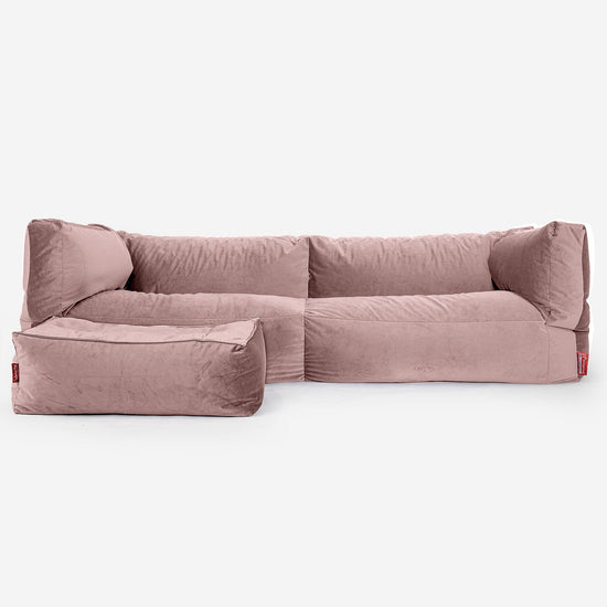 Albert 3-seter Saccosekk Sofa - Fløyel Rosa 02