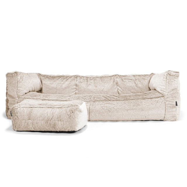 Albert 3-seter Saccosekk Sofa - Kanin-fuskepels Gyllenbrun 02