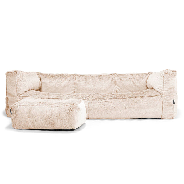 Albert 3-seter Saccosekk Sofa - Kanin-fuskepels Hvit 02