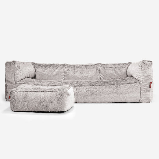 Albert 3-seter Saccosekk Sofa - Kanin-fuskepels Lysegrå 02
