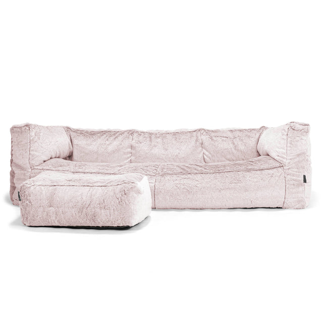 Albert 3-seter Saccosekk Sofa - Kanin-fuskepels Støvete Rosa 02