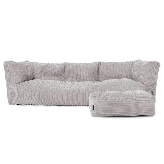 Albert 3-seter Saccosekk Sofa - Kordfløyel Sølvgrå 02