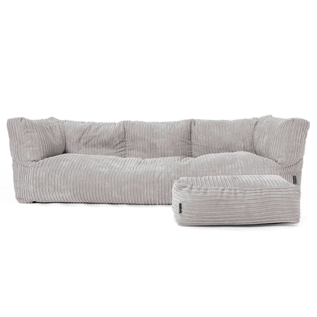 Albert 3-seter Saccosekk Sofa - Kordfløyel Sølvgrå 02