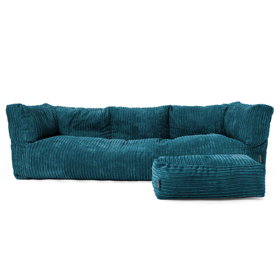 Albert 3-seter Saccosekk Sofa - Kordfløyel Mørketurkis 02