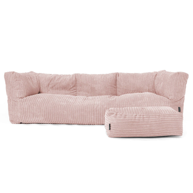 Albert 3-seter Saccosekk Sofa - Kordfløyel Rødmerosa 02
