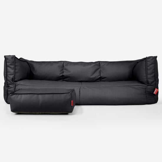 Albert 3-seter Saccosekk Sofa - Vegansk Skinn Svart 02