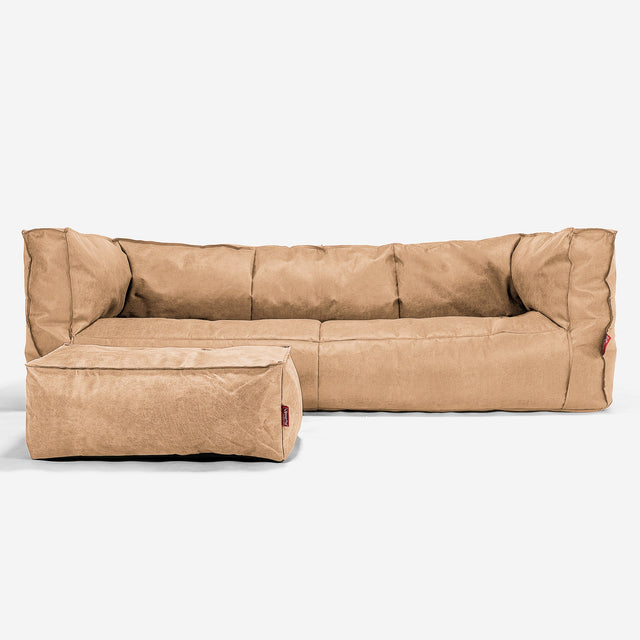 Albert 3-seter Saccosekk Sofa - Vintage Skinn Honning Brun 02