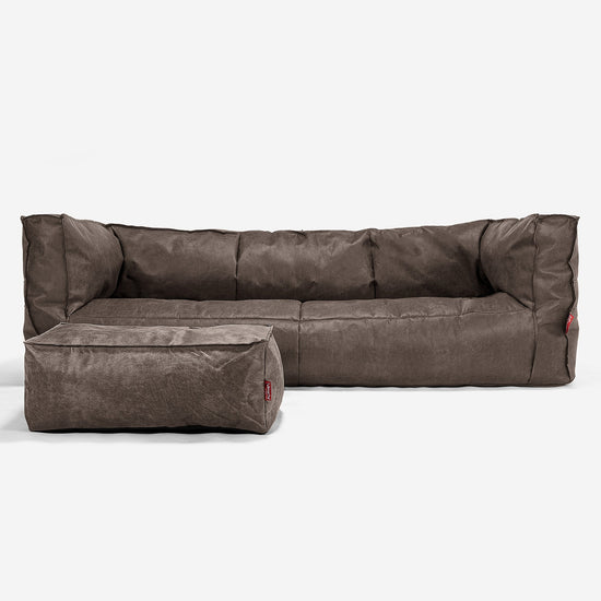 Albert 3-seter Saccosekk Sofa - Vintage Skinn Naturskifer 02