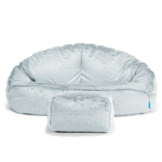 Bubble Sofa-saccosekk for Barn 2-6 år - Kanin-fuskepels Støvete Blå 02