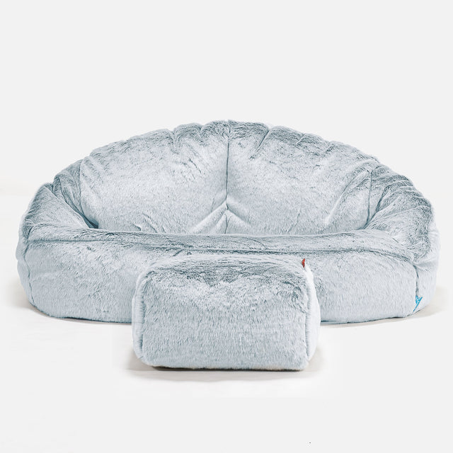 Bubble Sofa-saccosekk for Barn 2-6 år - Kanin-fuskepels Støvete Blå 02