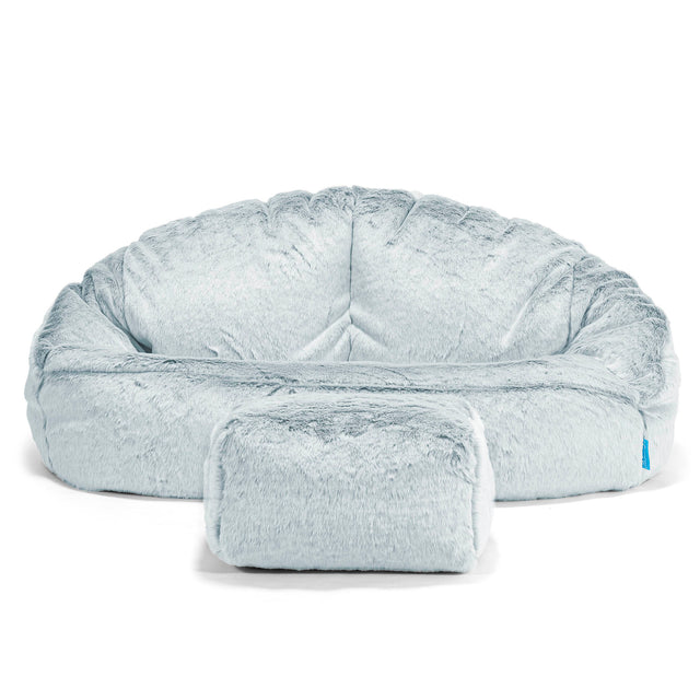 Bubble Sofa-saccosekk for Barn 2-6 år - Kanin-fuskepels Støvete Blå 02