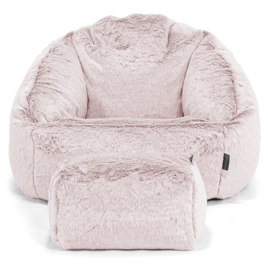Bubble Saccosekk-stol - Kanin-fuskepels Støvete Rosa 02