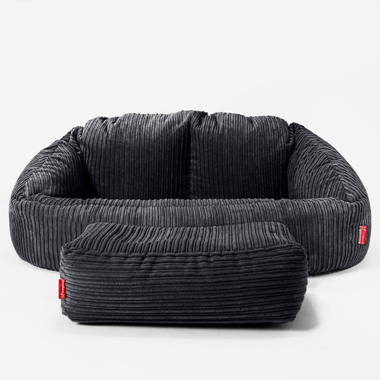 Bubble Stor Sofa-saccosekk for Barn 3-14 år - Kordfløyel Svart 02