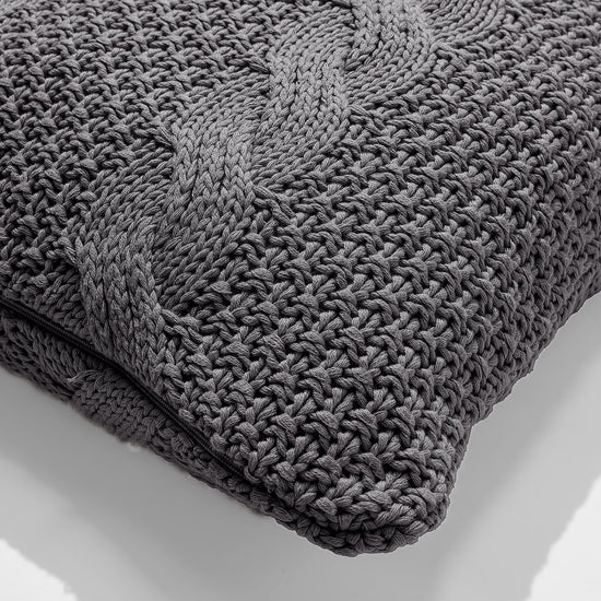 Putetrekk 47 x 47cm - 100% Bomull Cable Grå 02