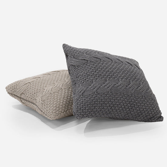 Putetrekk 47 x 47cm - 100% Bomull Cable Grå 03