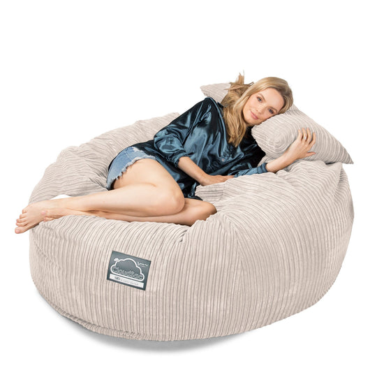 CloudSac 1010 XXL Gigant Memory Foam Saccosekk Sofa - Kordfløyel Elfenben 03