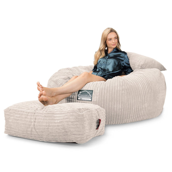 CloudSac 1010 XXL Gigant Memory Foam Saccosekk Sofa - Kordfløyel Elfenben 04