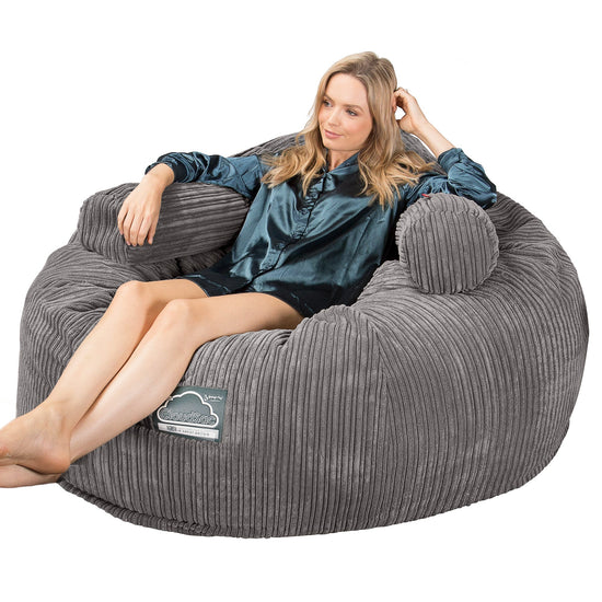 CloudSac 1010 XXL Gigant Memory Foam Saccosekk Sofa - Kordfløyel Grafitt 07