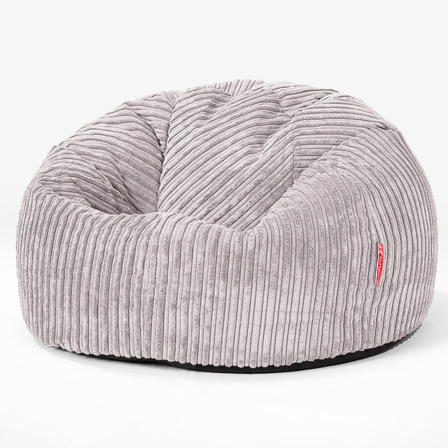 CloudSac 200 Barn Memory Foam Stor Sakkosekk 2-12 år - Kordfløyel Aluminium Sølv 01