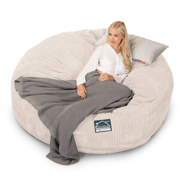 CloudSac 3000 XXL Gigant Dobbel Memory Foam Saccosekk Sofa - Kordfløyel Elfenben 01