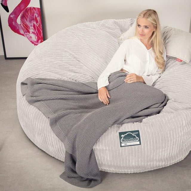 CloudSac 3000 XXL Gigant Dobbel Memory Foam Saccosekk Sofa - Kordfløyel Elfenben 04