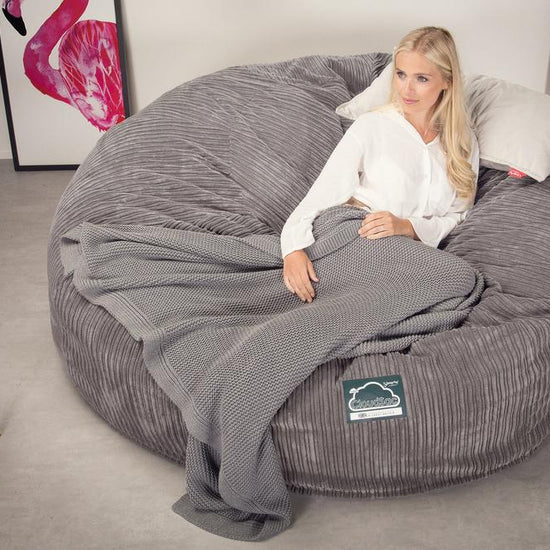 CloudSac 3000 XXL Gigant Dobbel Memory Foam Saccosekk Sofa - Kordfløyel Grafitt 04