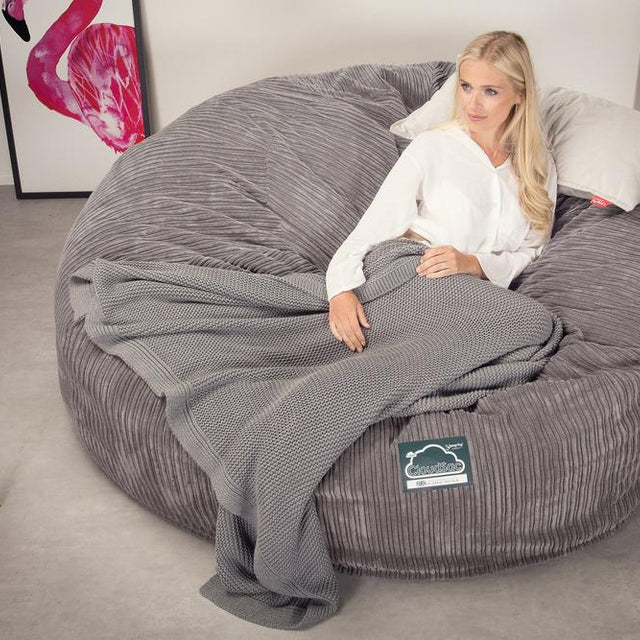 CloudSac 3000 XXL Gigant Dobbel Memory Foam Saccosekk Sofa - Kordfløyel Grafitt 04