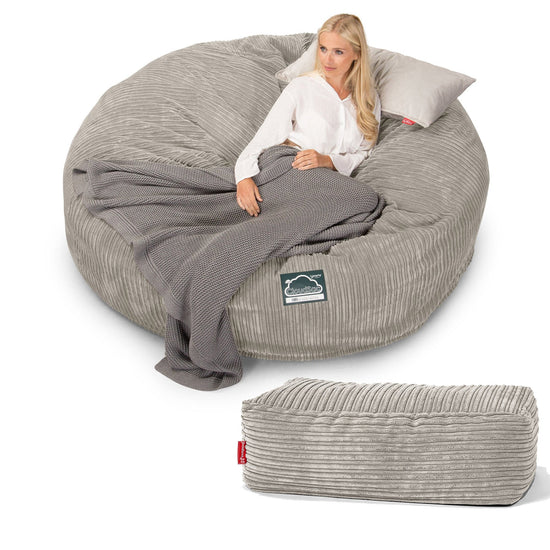 CloudSac 3000 XXL Gigant Dobbel Memory Foam Saccosekk Sofa - Kordfløyel Mink 05
