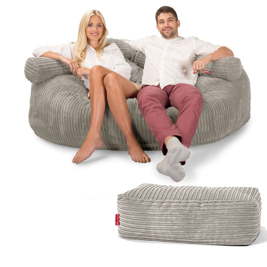 CloudSac 3000 XXL Gigant Dobbel Memory Foam Saccosekk Sofa - Kordfløyel Mink 06